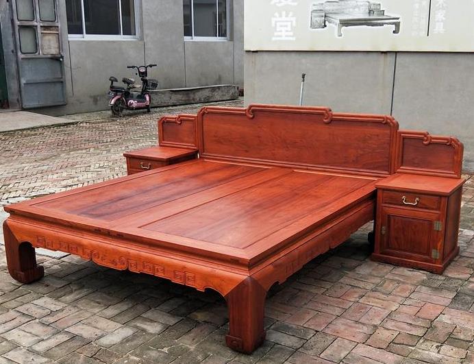 大城县红木家具厂家 缅甸花素面现代床 红木简约现代床